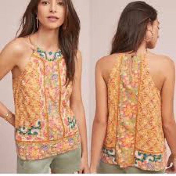 Anthropologie Tops - Anthropologie Melina Embroidered Halter Top Tank Summer Vacation Boho